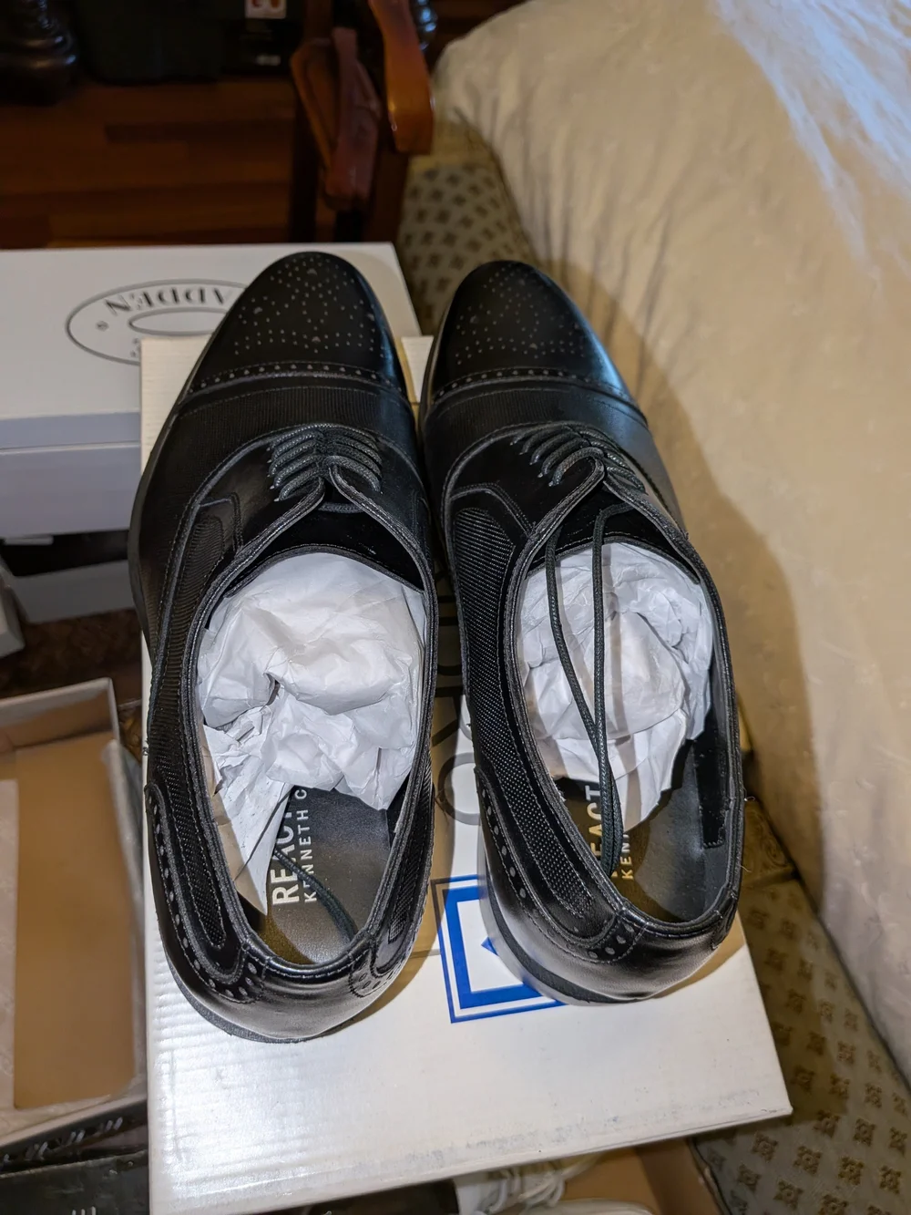 Men's Black Leather Oxford Dress Shoes - Classic Lace-Up